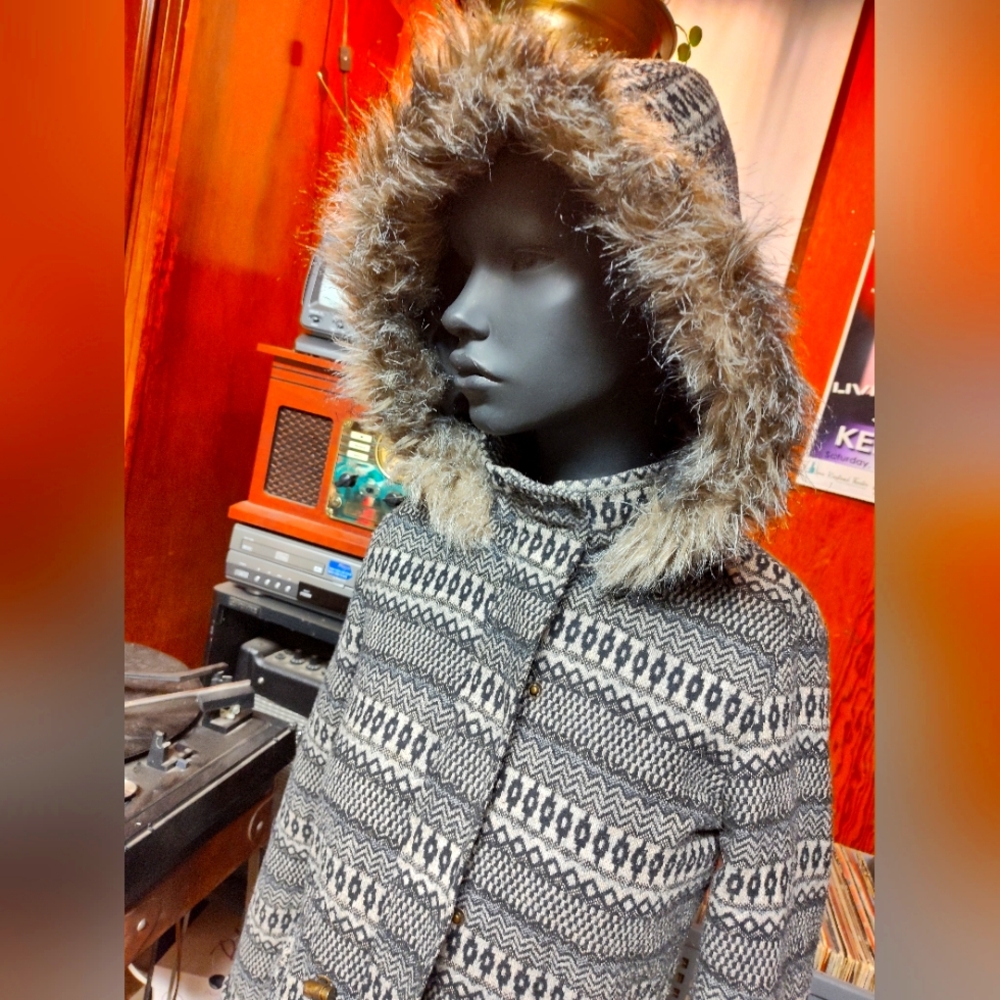Wool Hooded Faux Fur Lined Parka
